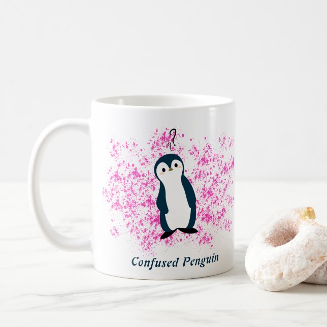 Verwirrte Pinguin-Tasse Kaffeetasse (Mit Donut)
