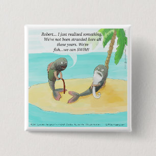 Verwirrter Fisch Lustig Button