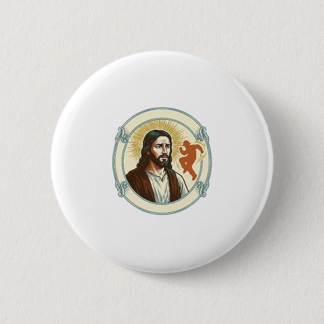 Verwirrter Jesus Viraler Tanztrend Silhouette Vide Button (Vorderseite)