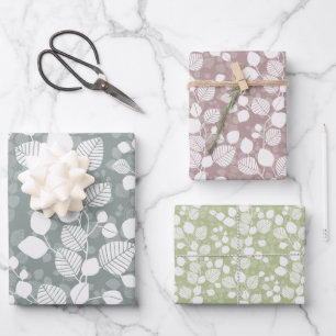 Verwirrtes Blattwerk Baldachin Pastell Botanisch Geschenkpapier Set