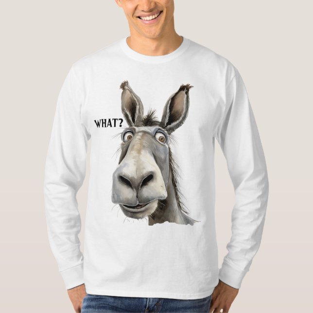 Verwirrtes Donkey Sprichwort WAS? T-Shirt (Vorderseite)