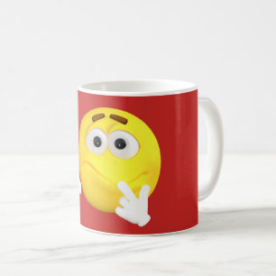 Verwirrtes Emoji Emoticon-Cartoon-Gesicht Kaffeetasse