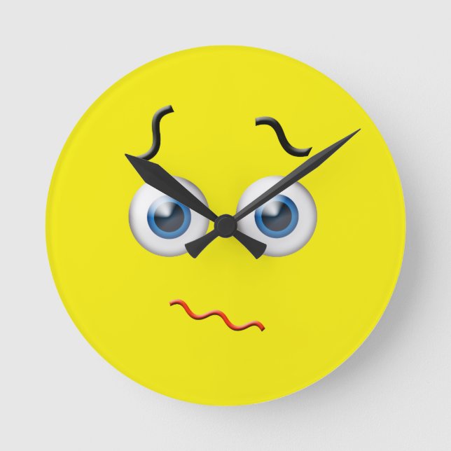 Verwirrtes Emoji Runde Wanduhr (Vorderseite)
