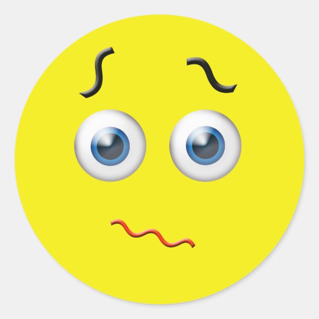 Verwirrtes Emoji Runder Aufkleber (Vorderseite)