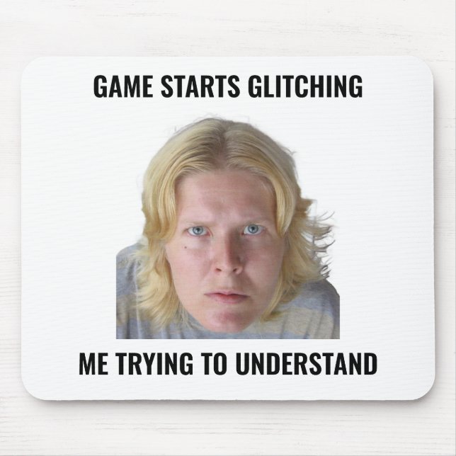 Verwirrtes Gamer Glitch Meme Mauspad (Vorne)