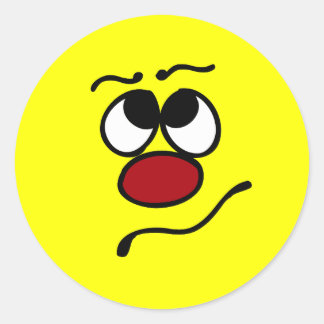 Verwirrtes Gesicht Grumpey Runder Aufkleber