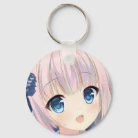 Verwirrtes Lächeln Anime Mädchen rosa Haare blaue 