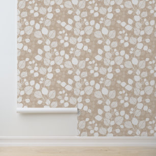 Verwirrtes Laub Blätterdach XL weiße Blätter beige Tapete