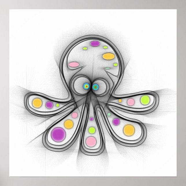 Verwirrtes niedliches Oktopusposter Poster (Vorne)