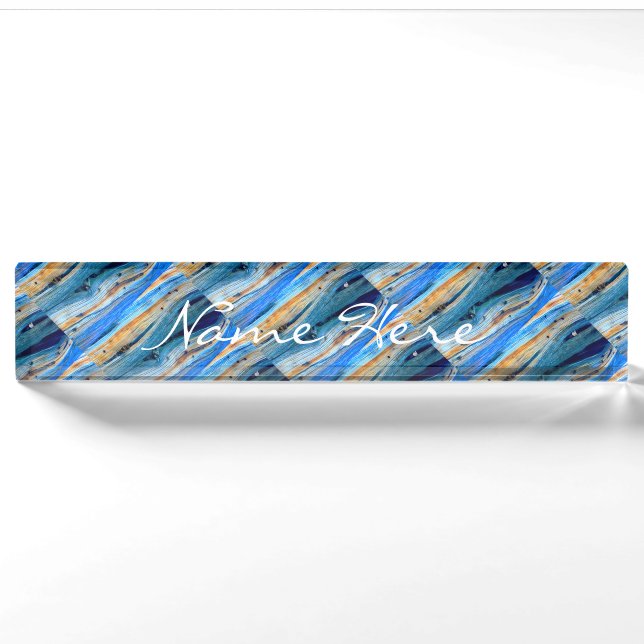 verwitterte blaue Bretter Thunder_Cove Namensplakette (Vorderseite)