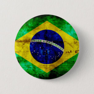 Verwitterte Brasilien-Flagge Button