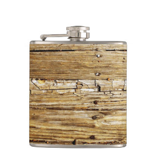 Verwitterte hölzerne Plattform-Taschen-Flasche Flachmann