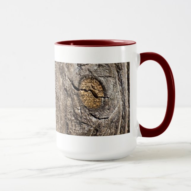 Verwitterte Knoten-Holz-Tasse Tasse (Rechts)