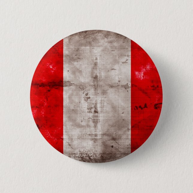 Verwitterte Peru-Flagge Button (Vorderseite)