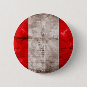 Verwitterte Peru-Flagge Button