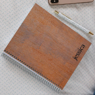 Verwitterte Rusty Steel Rounded Modern Typografy Notizbuch