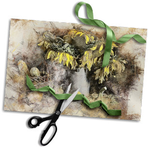 Verwitterte Sonnenblumen Beängstigende Grunge-De Seidenpapier