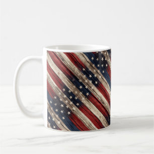 Verwitterte Sterne und Streifen Holzflagge Kaffeetasse