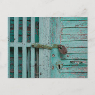 Verwitterte Türkise Tür Postkarte