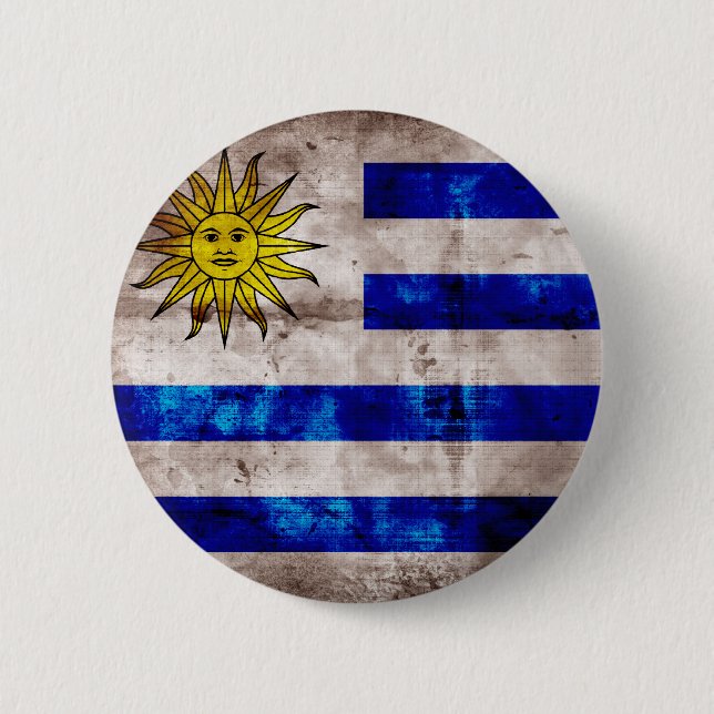 Verwitterte Uruguay-Flagge Button (Vorderseite)