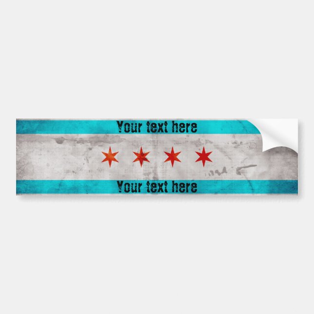 Verwitterte Vintage Chicago-Staats-Flagge Autoaufkleber (Vorne)