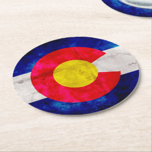 Verwitterte Vintage Colorado-Staats-Flagge Runder Pappuntersetzer