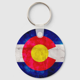 Verwitterte Vintage Colorado-Staats-Flagge Schlüsselanhänger