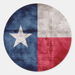 Verwitterte Vintage-Flagge des US-Bundesstaates Te Runder Aufkleber