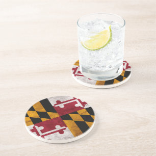 Verwitterte Vintage Maryland-Staats-Flagge Sandstein Untersetzer