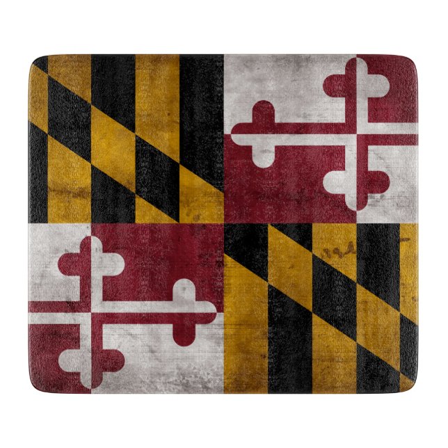 Verwitterte Vintage Maryland-Staats-Flagge Schneidebrett (Vorderseite)
