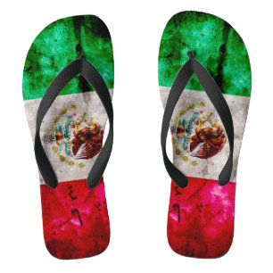 Verwitterte Vintage Mexiko-Flagge Flip Flops