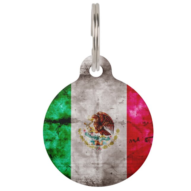 Verwitterte Vintage Mexiko-Flagge Haustiermarke (Rückseite)