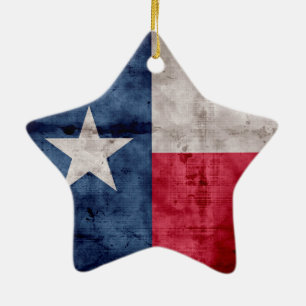 Verwitterte Vintage Texas-Staats-Flagge Keramik Ornament