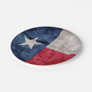 Verwitterte Vintage Texas-Staats-Flagge Pappteller