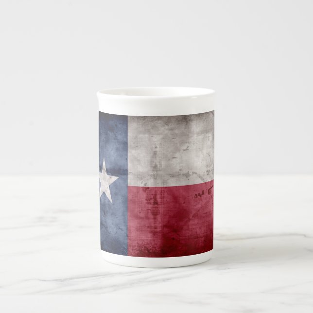 Verwitterte Vintage Texas-Staats-Flagge Prozellantasse (Vorderseite)