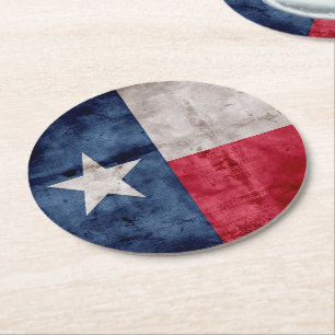 Verwitterte Vintage Texas-Staats-Flagge Runder Pappuntersetzer