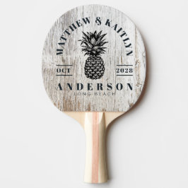 Verwitterter Weißer Tropischer Ananas-Hochzeitskam Tischtennis Schläger