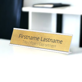 Verwittertes antikes Messinggold + Blk Custom Door Schreibtischnamensplakette