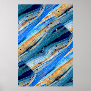 verwittertes blaues Schrankbrett Poster