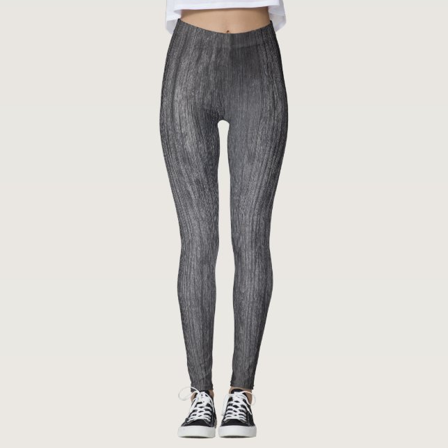 verwittertes graues Holzdesign Leggings (Vorderseite)