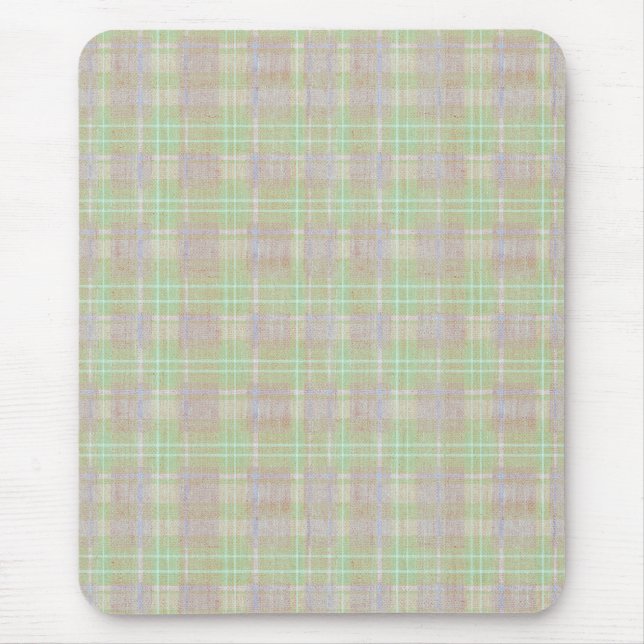 Verwittertes neutrales Salbei-Karo Mousepad (Vorne)