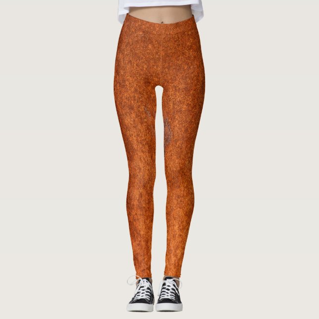 Verwittertes Rostmetall: orange-rote Textur. Leggings (Vorderseite)