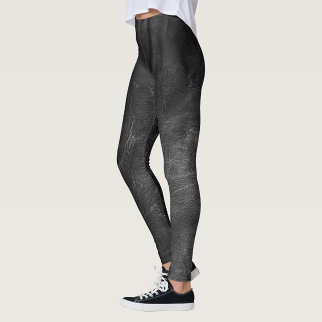 verwittertes schwarzes Leder Leggings (Links)