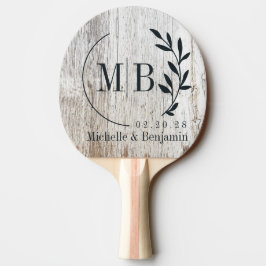 Verwittertes Weiß Getünchtes Holz Blatt Hochzeitsm Tischtennis Schläger