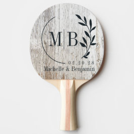 Verwittertes Weiß Getünchtes Holz Blatt Hochzeitsm Tischtennis Schläger