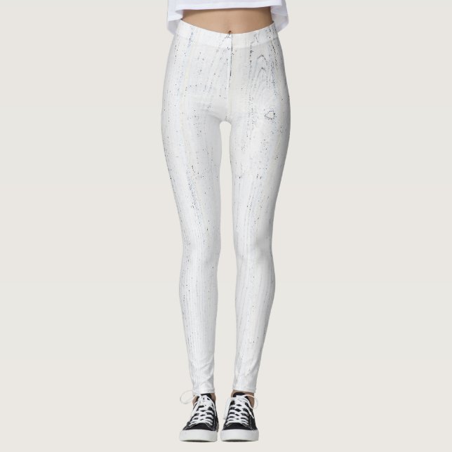 verwittertes weißes Holz Leggings (Vorderseite)