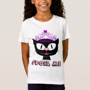 Verwöhn mich Cartoon-Katze mit rosa Tiara Mädchen T-Shirt