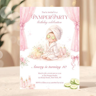 Verwöhnparty Geburtstag | Rosa Chic-Spa-Party Einladung