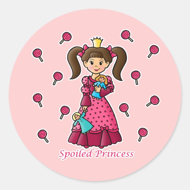verwöhnte Prinzessin Runder Aufkleber (Vorderseite)