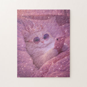 Verwöhnte Prinzessinnenkatze schreibt Nachrichten Puzzle